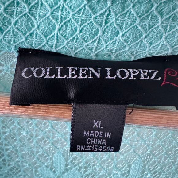 Colleen Lopez Bit of Romance Cover Up Womens XL Blue Green Lace Fairycore Tunic - Picture 4 of 15